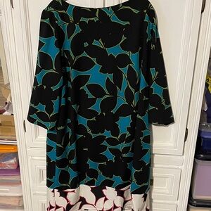 Elegant Black and Teal Floral Dress